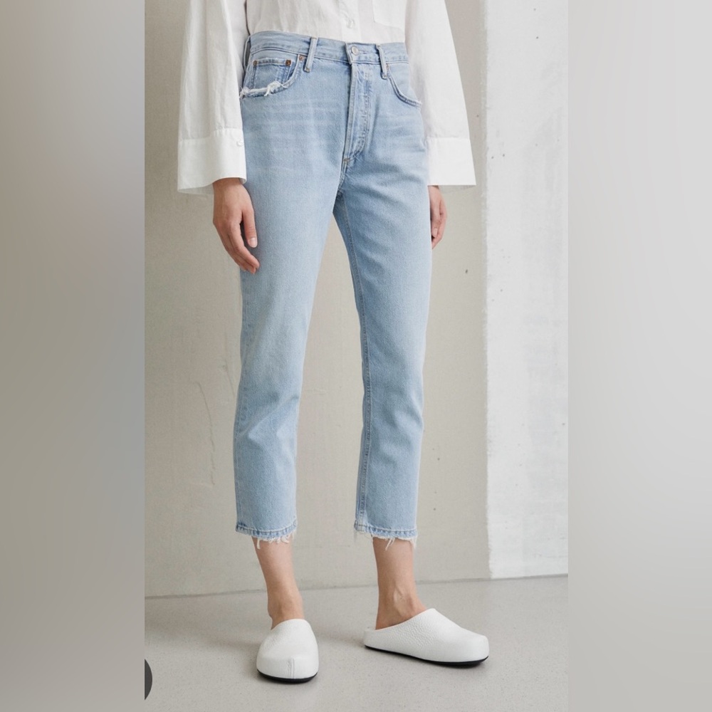 Agolde Riley High Rise Straight Jeans in Reputation Blue